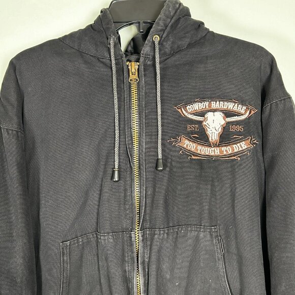Cowboy Hardware Jacket Mens Medium Black Western Ranching Insulated Full Zip - Picture 3 of 7